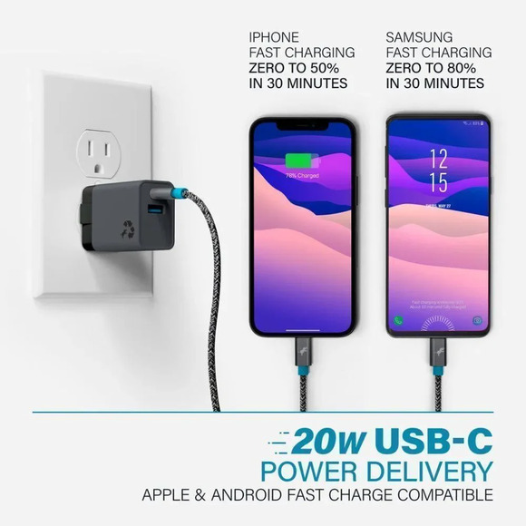 Nimble WALLY Mini Wall Charger 20W Dual Port USB-C & USB-A - Picture 7 of 9